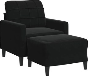 vidaXL fekete bársony kanapéfotel lábtartóval 60 cm