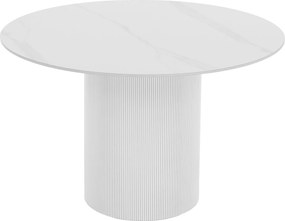 Étkezőasztal, fehér márvány/MDF, átmérő 120 cm, MAHIR TYP 1