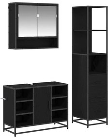 Fürdőszoba bútor szett 3 pcs Musta tammi 35 x 37.5 x 166 cm