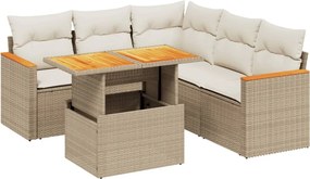 vidaXL 6 részes bézs polyrattan kerti ülőgarnitúra párnával