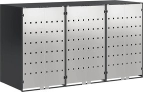 vidaXL Gurulós kuka tároló 3 kukához Antracit 340 x 77.5 x 115.5 cm