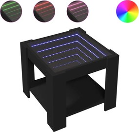 vidaXL fekete szerelt fa dohányzóasztal LED-del 53 x 53 x 45 cm