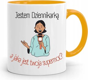 Sárga Bögre Ajándék Riporter Újságírónak fényképes nyomtatással