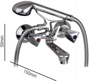 Kádtöltő Csaptelep Kétkaros Tekerőgombos Zuhanyszettel Sárgaréz