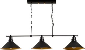 Sivani MR-835 fekete fém függőlámpa, 108 x 24 cm, 3 izzós
