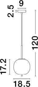 NOVA LUCE 9624096 LATO Egyágú Függesztett Lámpa Üveg E14 IP20
