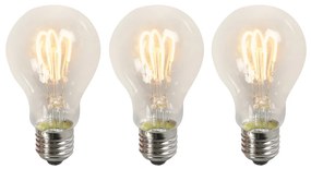 3 db-os készlet E27 LED csavart izzószálú izzók A60 átlátszó 3W 210lm 2200K