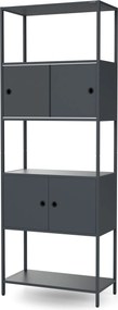 Iratrendező polc zárható szekrénnyel, irodai, nyitott polcok, fém antracit, 800x2200x400 mm: ARIEL