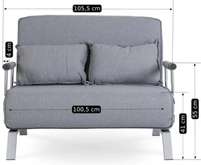 Kétszemélyes Ágyazható Kanapé Szürke Színben. BART 2