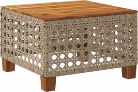vidaXL bézs polyrattan és akácfa kerti asztal 55 x 55 x 36 cm