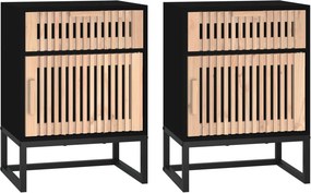 vidaXL 2 db fekete szerelt fa és vas éjjeliszekrény 40x30x55,5 cm