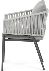 Kerti szék, fém, polyrattan, szürke, AZC-S1430 GREY