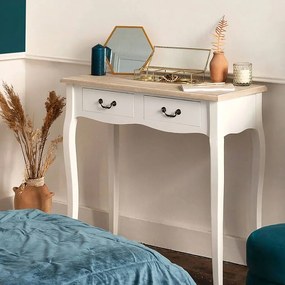 Vintage stílusú konzolasztal, 2 fiókkal, fehér - VENISE