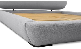 Szürke kárpitozott franciaágy ágyráccsal 160x200 cm Odette – Scandic