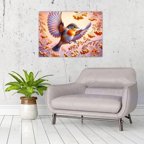 Kép - Madár berkenyével (70x50 cm)