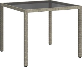 vidaXL szürke polyrattan és edzett üveg kerti asztal 90 x 90 x 75 cm