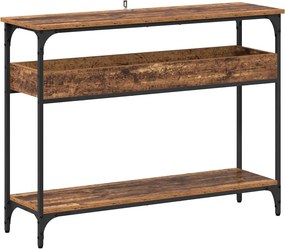vidaXL Konzolasztal polcokkal Régi fa 100 x 29 x 75 cm Faanyag