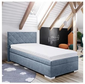 Kárpitozott ágy LANA ágyneműtartóval és matraccal 90x200 cm kék