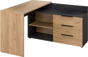 Sarok számítógépasztal, grafit/artisan tölgy, KLAUDIUS TYP 9