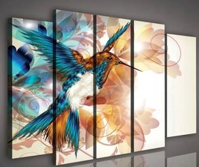 Vászonkép 150x100 Kolibri repülés dinamika élénk színek absztrakt természet