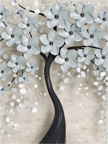 Fotótapéta Virágok fehér Habcsók fa textúra 184x254 vinil +ragasztó