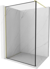 Mexen Kioto, Walk-In zuhany paraván 150 x 200 cm, 8 mm átlátszó üveg fekete mintás, arany matt profil, 800-150-101-55-70