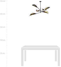 Csillár rúdon LOTUS 6xE14/10W/230V fekete/arany