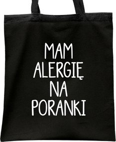 Fekete pamut bevásárlótáska Allergiás vagyok a reggelekre