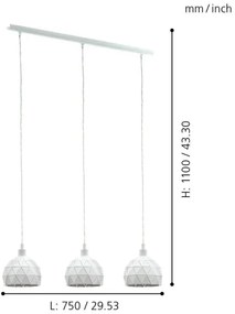 Eglo 97857 - Csillár zsinóron ROCCAFORTE 3xE14/40W/230V