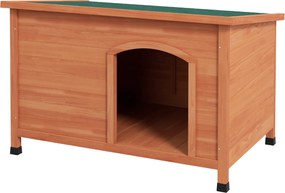 PawHut Fa Kutyaház Aszfalt Tetővel, Kutyaház Kivehető Aljzattal, Emelt Tervezés Kültéren - Szürke - 100 x 65.5 x 68 cm | Aosom