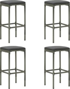 vidaXL 4 db szürke polyrattan bárszék párnával
