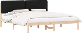 vidaXL Ágykeret Kárpitozott Fejtámlával Fekete 200 x 200 cm