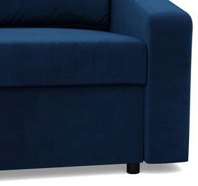 Zeus sarokkanapé, 2 ágyneműtartóval, döntött kartámasz, bársony, univerzális oldal, bonell töltet, kék