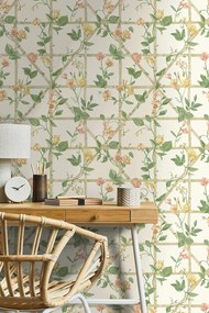 Holden Decor Imaginarium 3 Trailing Floral Trellis krém-narancs rácsos papír tapéta – 14200