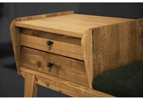 Fiókos tölgyfa pad, zöld ülőrésszel Retro - The Beds