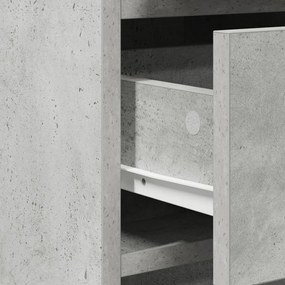 3 darabos öltöztetőasztal szett LED világítással, beton szürke, mérnöki fa
