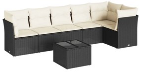 7 részes fekete polyrattan kerti ülőgarnitúra párnával