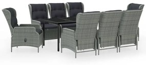 vidaXL 9 részes világosszürke kerti étkezőgarnitúra