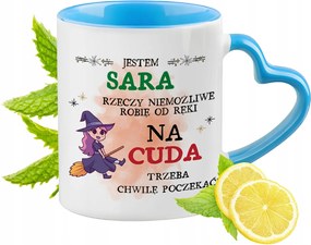 Sarah Kék Bögre Szív Alakú Füllel Ajándék Nyomtatott