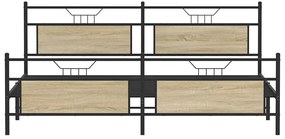 sonoma tölgy színű fém ágykeret matrac nélkül 193 x 201 cm