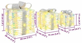 Ajándékdoboz 60 LED-del 3 pcs Meleg fehér 20 x 20 x 20 cm PET