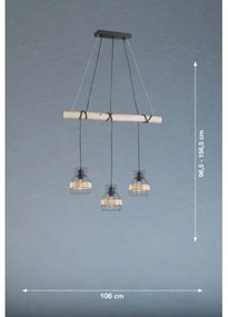 Fischer & Honsel 60798 - Csillár zsinóron STRAW 3xE27/40W/230V