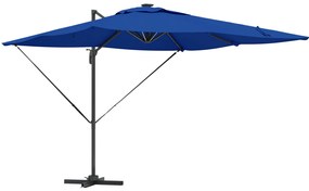 Cantilever Roma Napernyő LED lámpákkal, azúrkék – 286 x 285 x 270 cm, alumínium.