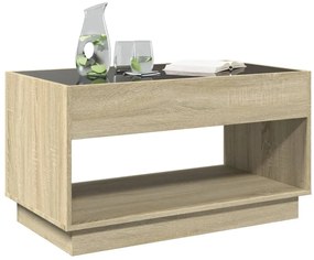 Sonoma tölgy végtelen hatású LED-es dohányzóasztal 90x50x50 cm