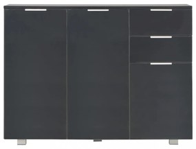 fekete magasfényű tálalószekrény 107x35x80,5 cm