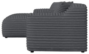 Sötétszürke kordbársony sarokkanapé (bal oldali-heverő résszel) Martin – Ropez