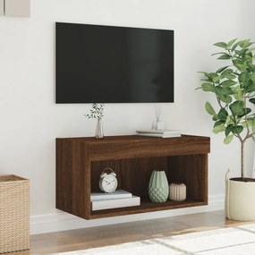 barna tölgy színű TV-szekrény LED-világítással 60 x 30 x 30 cm