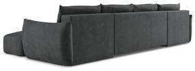 Sötétszürke zsenília kinyitható sarokkanapé (U alakú) Leila – Makamii