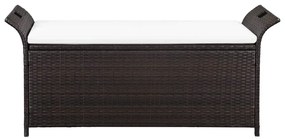 Barna polyrattan tárolópad párnával 138 cm