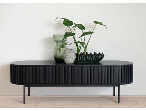 Fekete TV-állvány tölgyfa dekorral 48x160 cm Siena – Unique Furniture